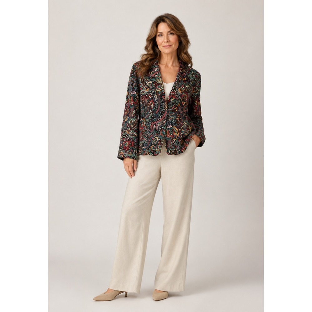 Lifestyle Attitude Jacket Womens XL‎ Cotton Whimsical Floral Print Pockets